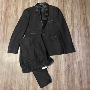 WEEN CHARM Men's Slim fit Suit for Men Shawl Lapel color: black size M